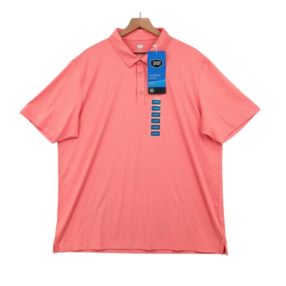 Berkley Jensen Polo Shirt Mens XXL Pink Performance Stretch Modern Golf NEW